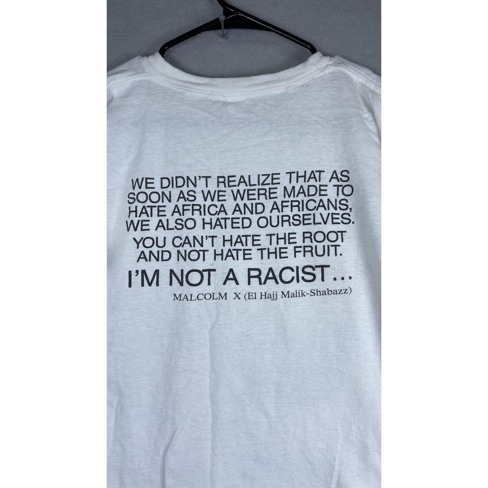 Vintage Malcolm X Shirt Mens Large White Portrait Quote Graphic Tee T-Shirt - Picture 7 of 8
